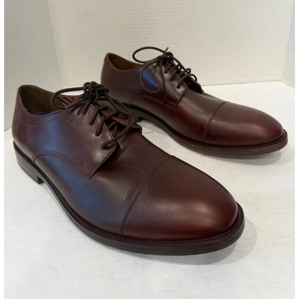 Bostonian McKewen Brown Leather Lace Up Cap Toe Oxford Dress Shoes 10.5
